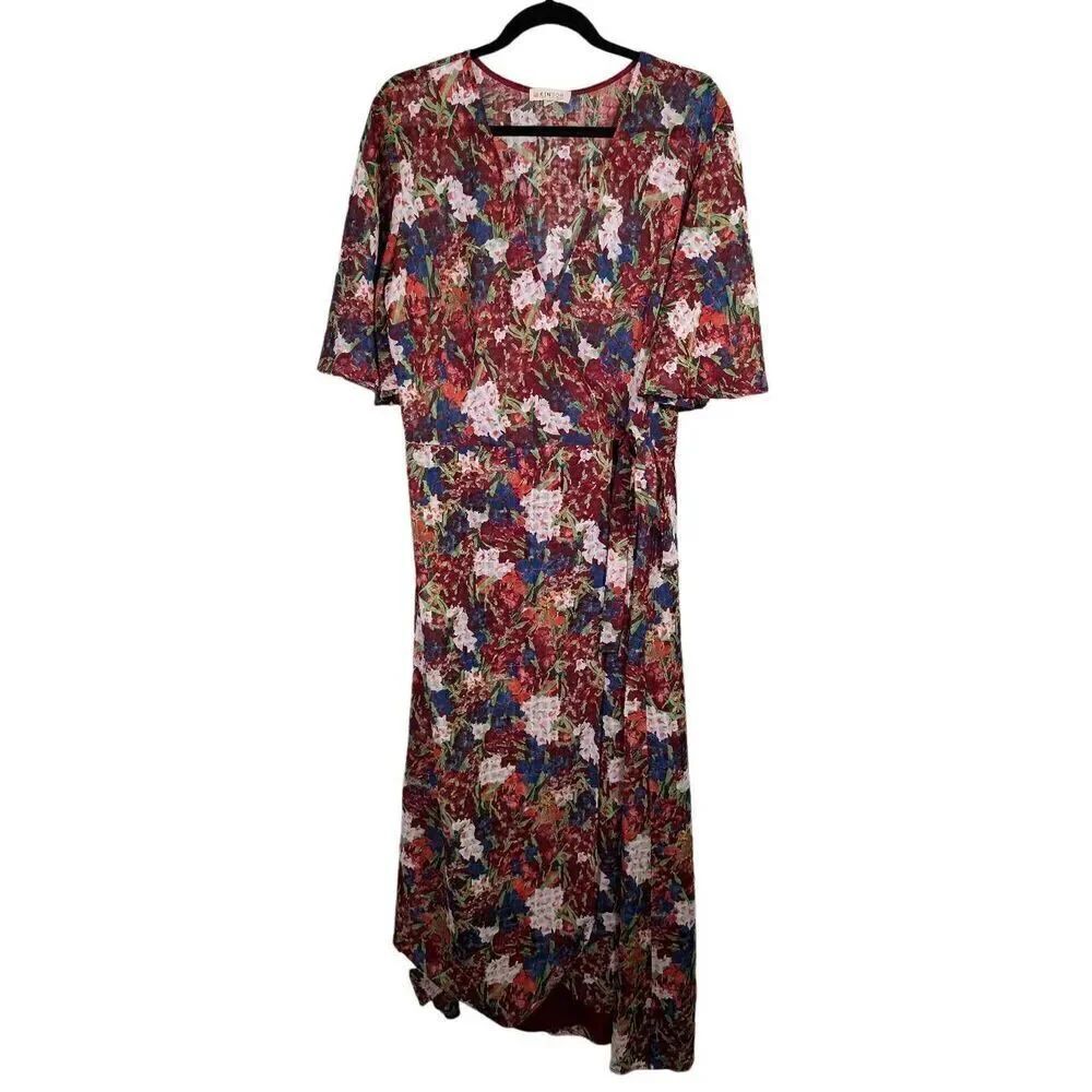 Kindom Floral Side Tie Midi Dress Women's XL
